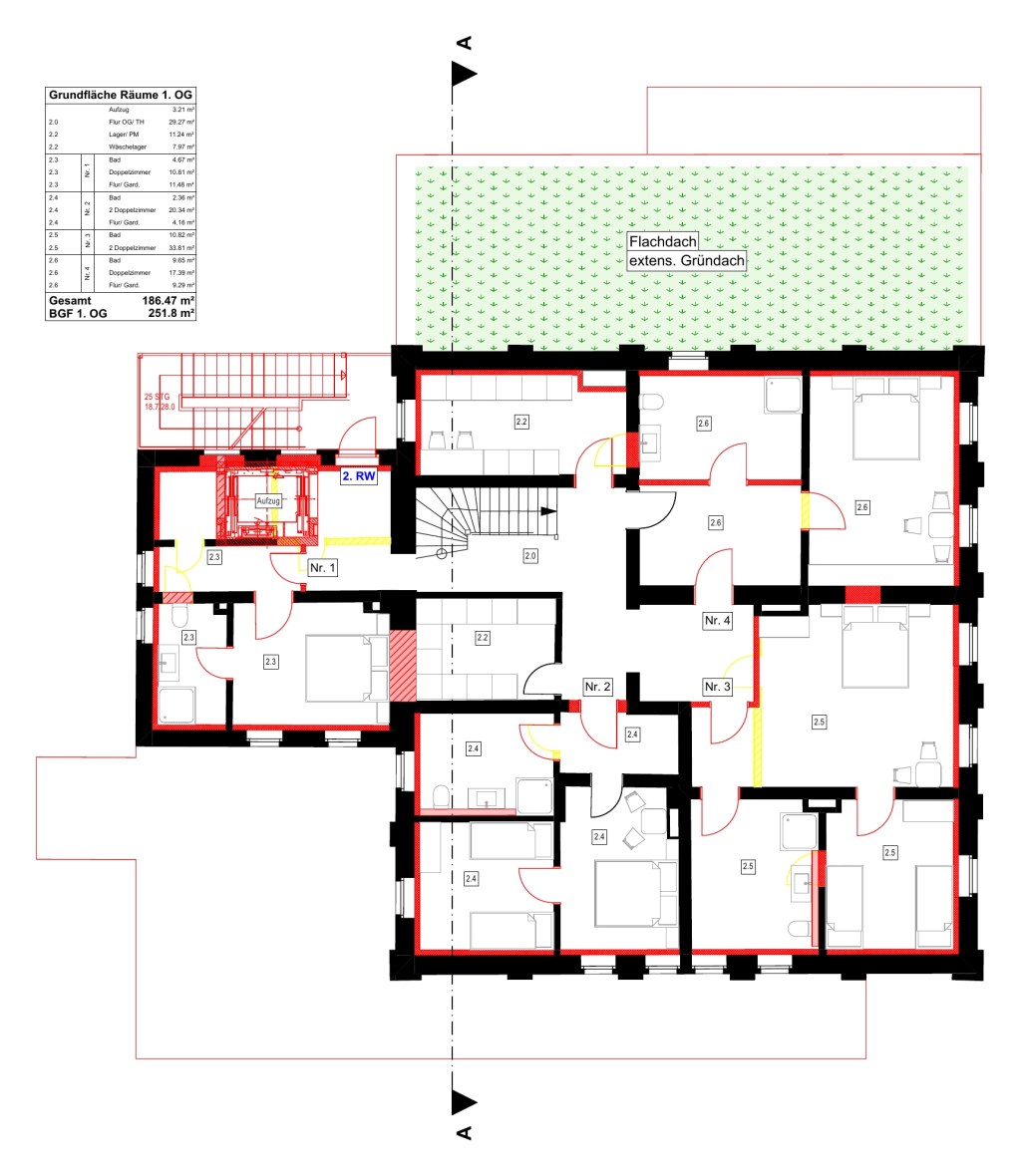 Upper floor plan of the adaptive reuse proposal