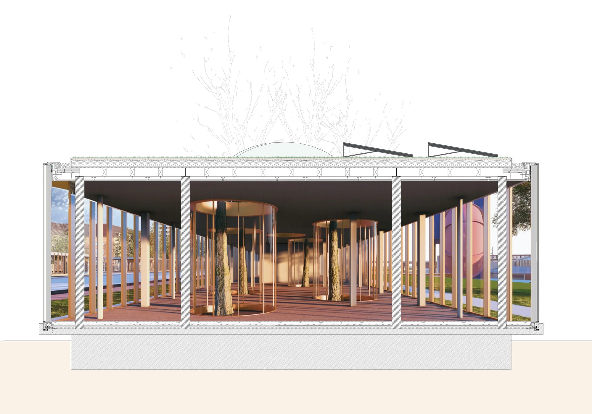 Construction section through Floating Veil