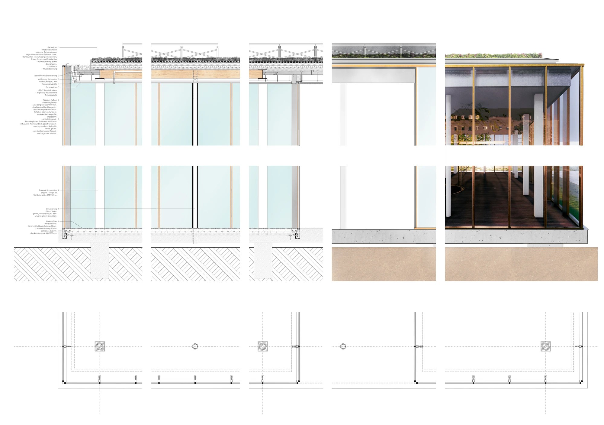Detailed façade sections of Floating Veil